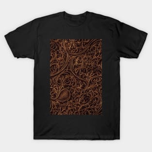 Dark Brown Ornamental Leather Stripes, natural and ecological leather print #47 T-Shirt